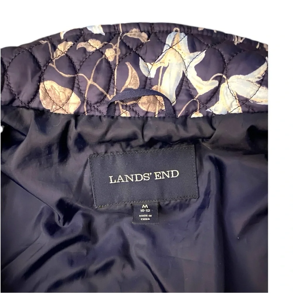 Lands End Packable Primaloft Insulated Blue Floral Jacket Size M (10/12) - Picture 4 of 9